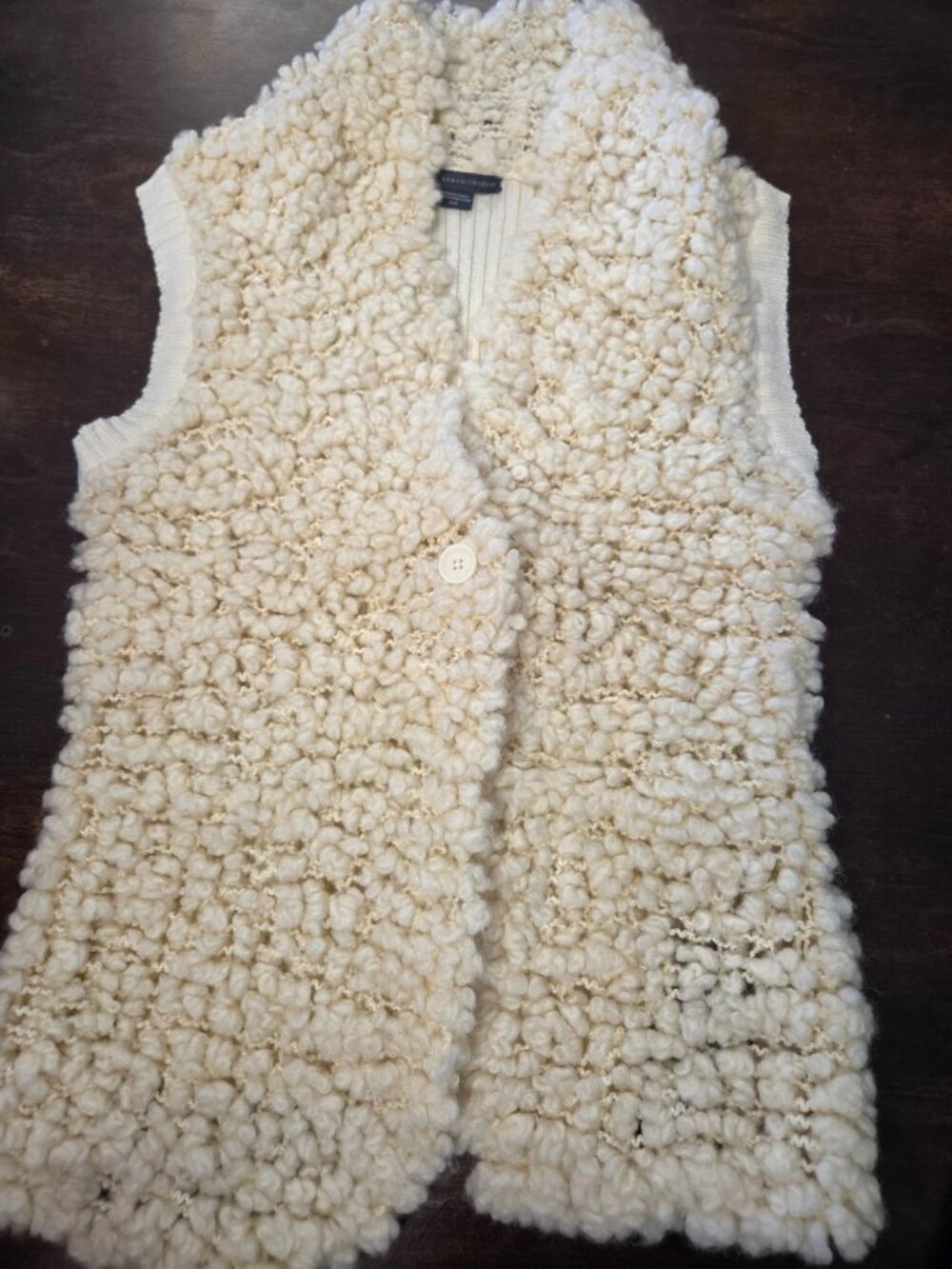 Y2K Vintage Armani Exchange Cream Textured Cardigan Vest chunky yarn #0217